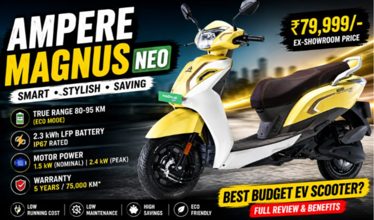 ⚡ Ampere Magnus Neo Detailed Review – Budget Electric Scooter With Long Range?