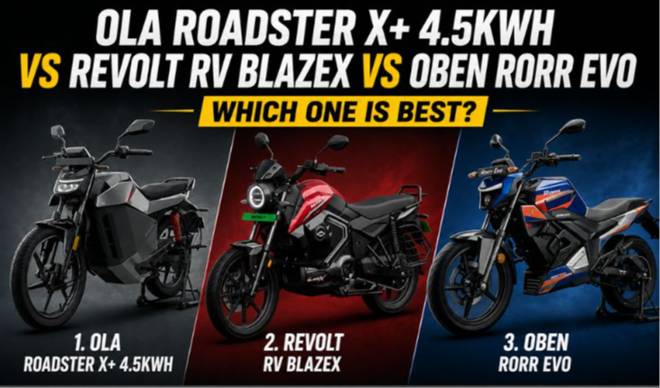 Ola Roadster X+ 4.5kWh vs Oben Rorr Evo vs Revolt RV BlazeX: Which Electric Bike Should You Buy?
