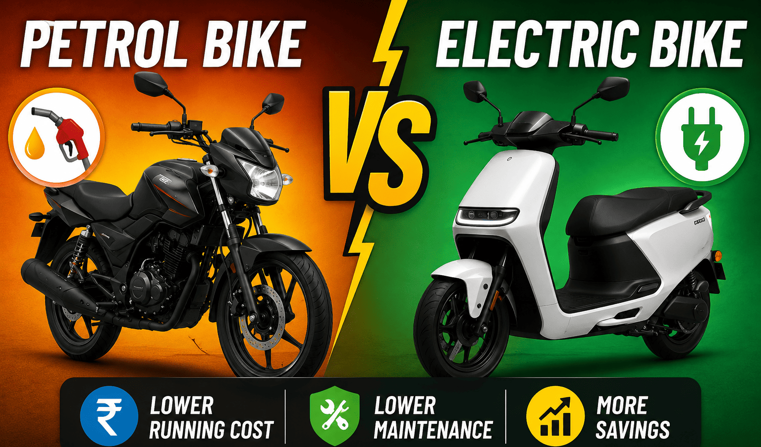Petrol Bike vs Electric Bike: Which One Saves More Money in 2026? | पेट्रोल बाइक vs इलेक्ट्रिक बाइक: कौन ज्यादा पैसे बचाएगी?