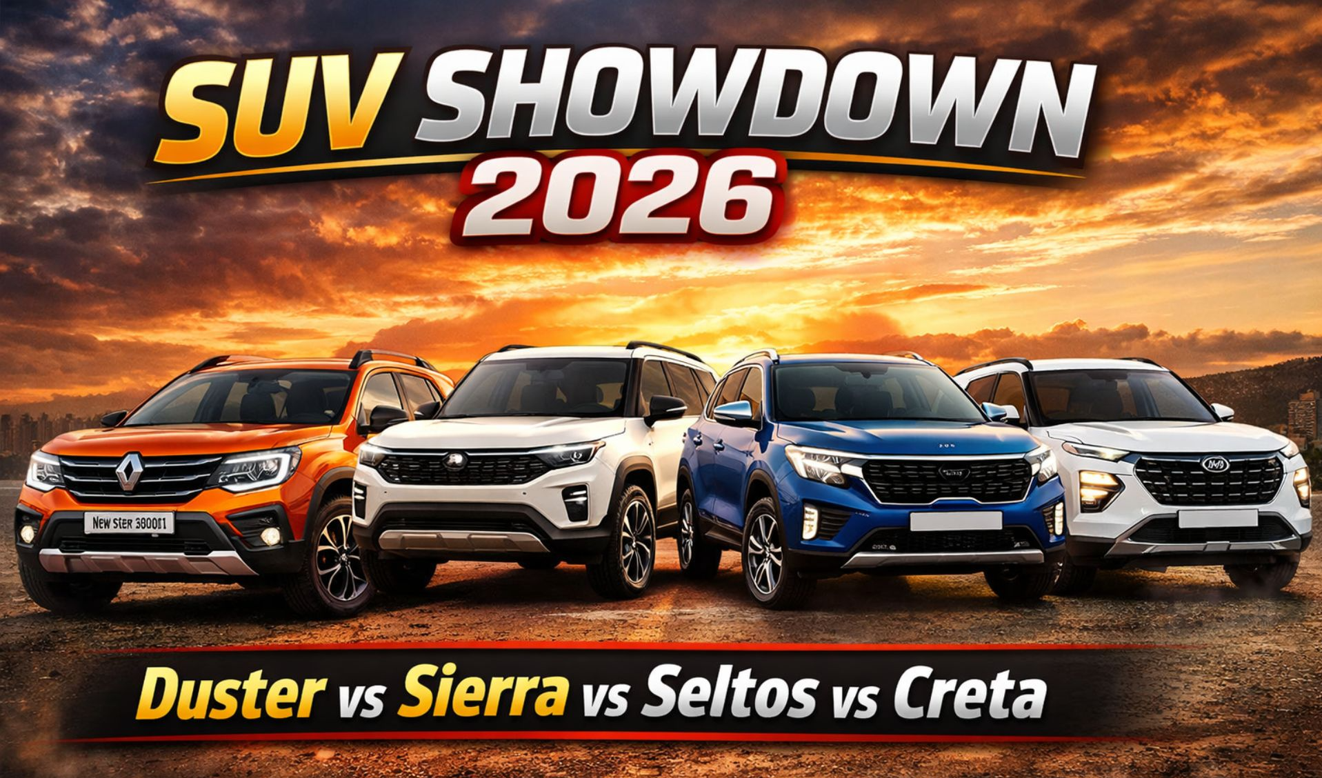 New Renault Duster 2026 vs Tata Sierra vs Kia Seltos 2026 vs Hyundai Creta – Complete SUV Comparison